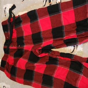 Black And Red Plaid Flared Pajama Pants